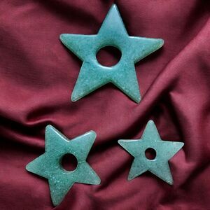 Aventurine Quartz Stone Star Pendant Set of 3 Graduated Prosperity Good Fortune